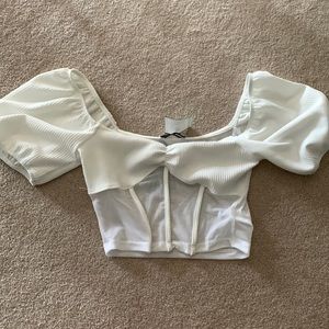 fashion nova white elegant crop top!